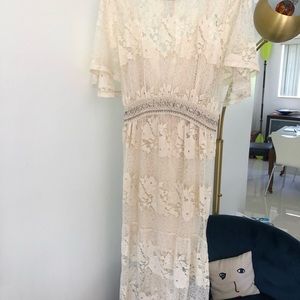 Zara cream lace long dress lightly worn